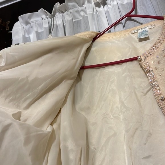 VTG JAMIE SCOTT Beaded Sequin Crop Cardigan W,M Lambswool Angora! Beautiful! - Picture 7 of 10